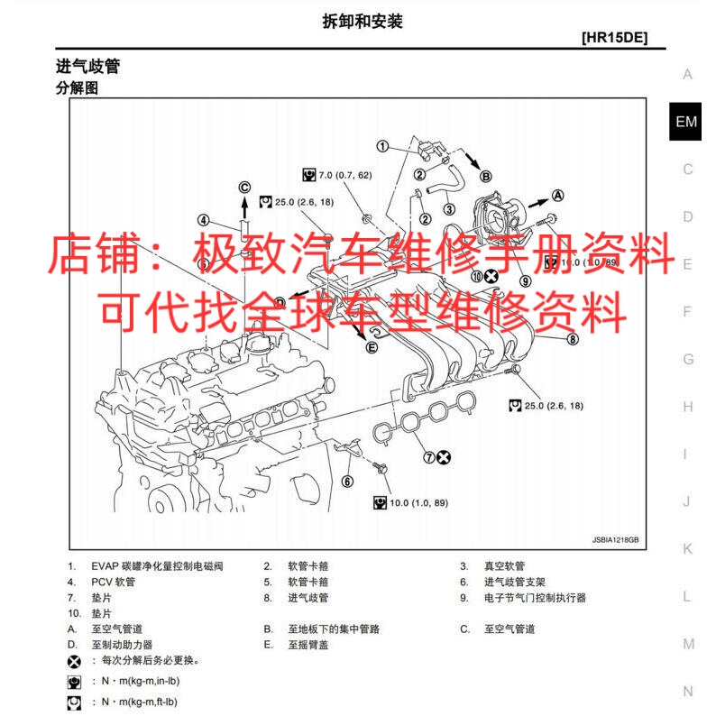 2017年款日产启辰M50V维修手册大修拆装电路图资料发动机变速箱