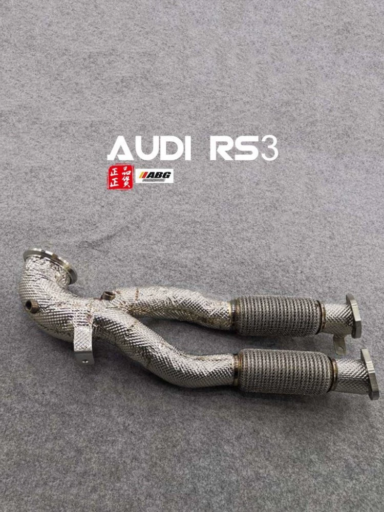ABG适用于奥迪RS3改装不锈钢汽车排气管跑车声音直通头蕉前段隔热